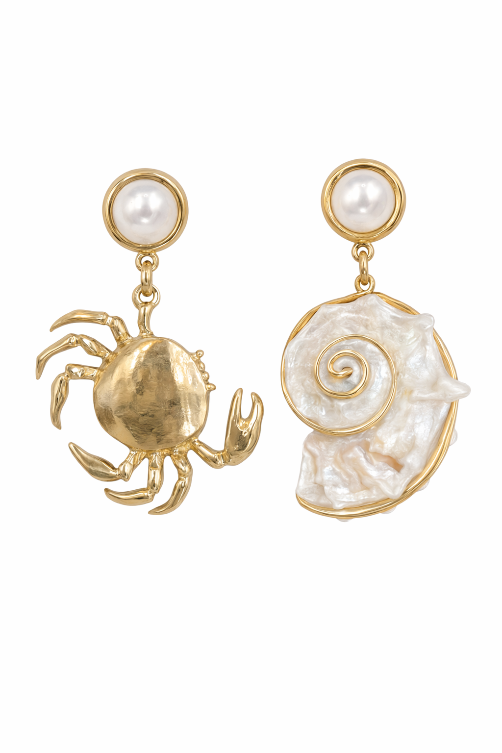 Boucles Crabe & Perle — Default Title — vue trois-quarts Soleria